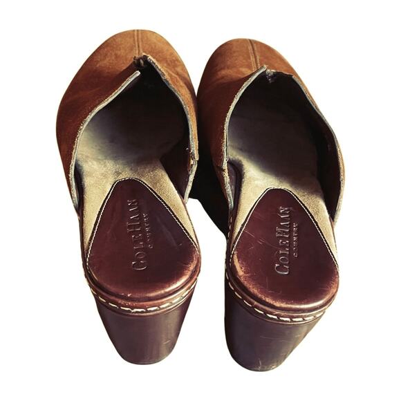 Cole Haan Country Suede Leather Clogs Size 7B Chunky Platform Slip On Mule - Picture 7 of 14